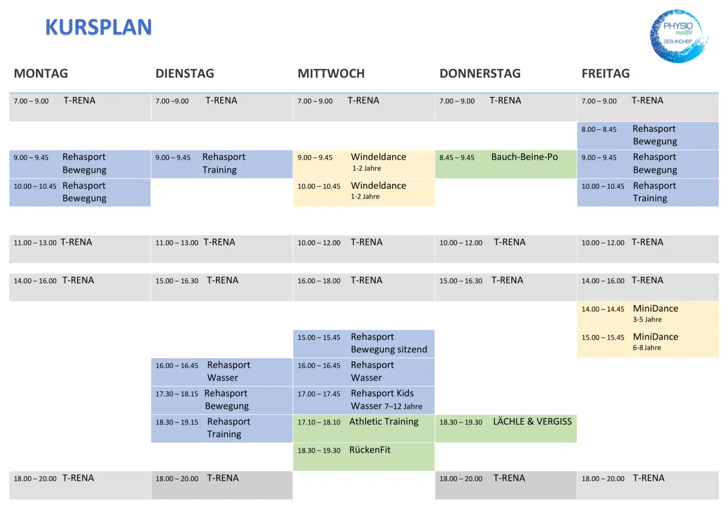 Kursplan von PHYSIOmedfit